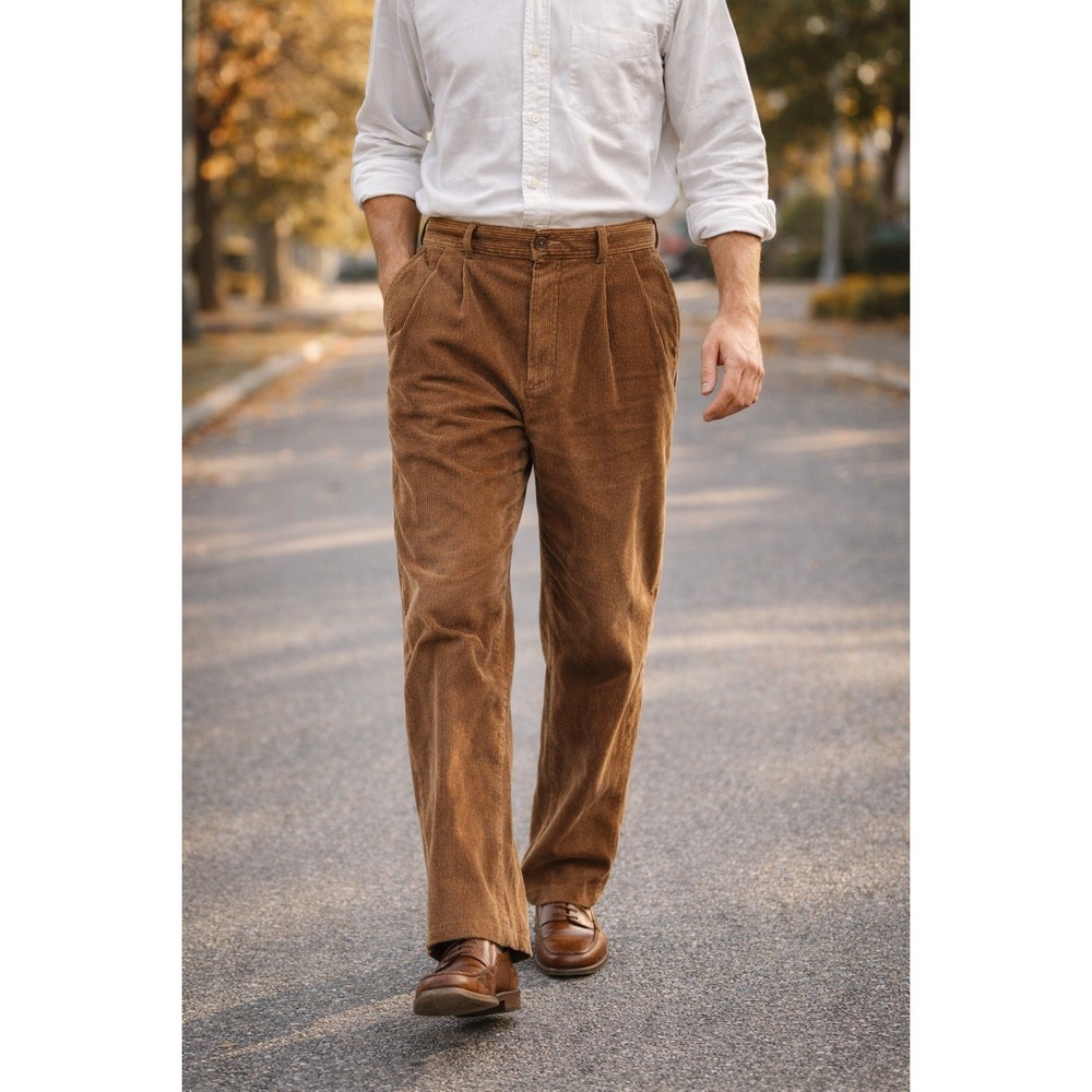 Brooks Brothers Elliott Corduroy Pants Classic Fit Casual Tan Men's 36x30